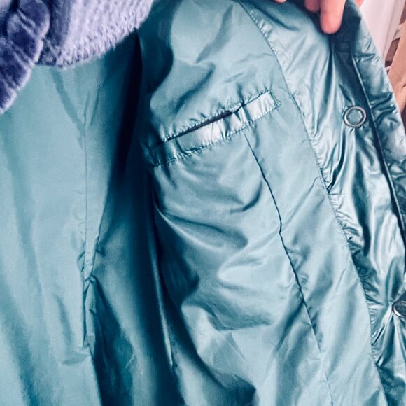 Prana Milly Down Puffer Coat Balsam Green Packable Thigh Length Hooded Womens L - Picture 12 of 15